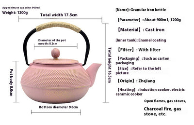 Tetera de Hierro Fundido 800ml con Esmalte Antioxidante y Tazas - Image 10