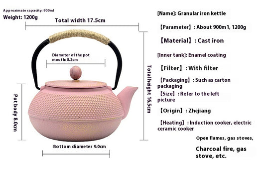 Tetera de Hierro Fundido 800ml con Esmalte Antioxidante y Tazas - Image 10
