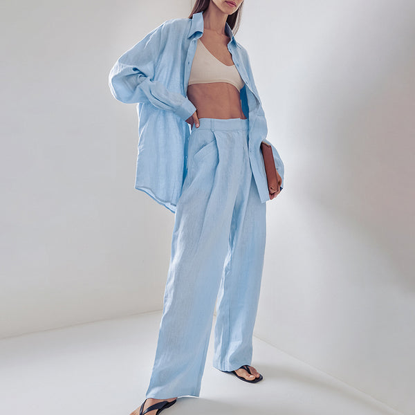 Conjunto Minimalista de Camisa y Pantalón de Manga Larga