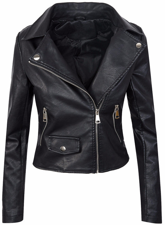 Chaqueta de Cuero PU Corta Ajustada con Cierre para Mujer - Abrigo Elegante Otoño Invierno - Image 8