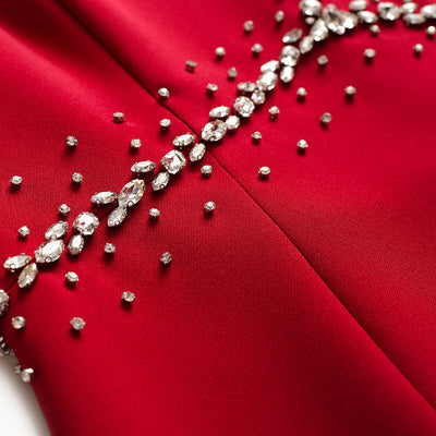 Falda de Banquete con Escote V, Mangas Tipo Chal y Detalles de Diamantes - Image 19