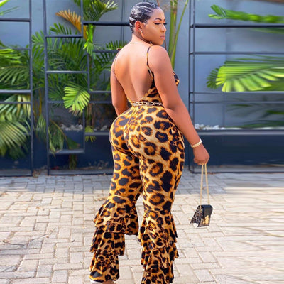 Jumpsuit Oversize para Mujer con Escote V en la Espalda y Estampado Leopardo Sexy - Image 11