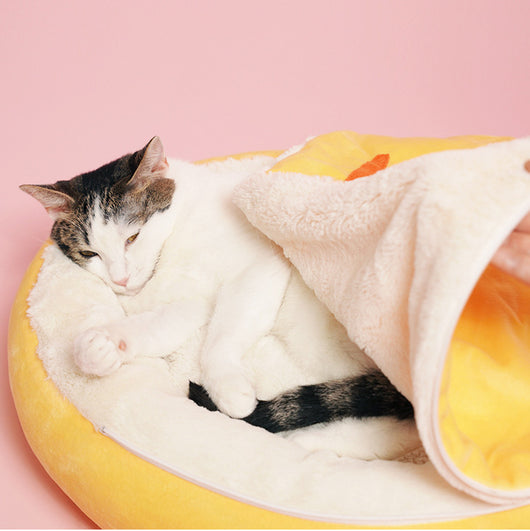 Cama Nido para Gatos Semiencerrada con Bolsa Térmica Extraíble - Zanahoria - Image 8