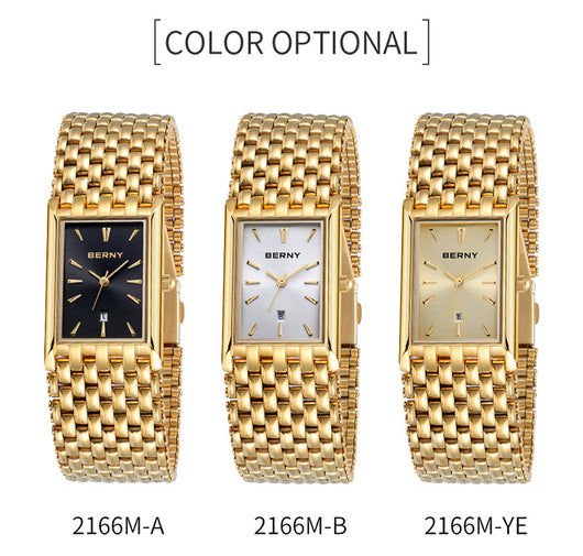 Reloj de Cuarzo Rectangular Dorado Ultrafino para Hombre - Image 14
