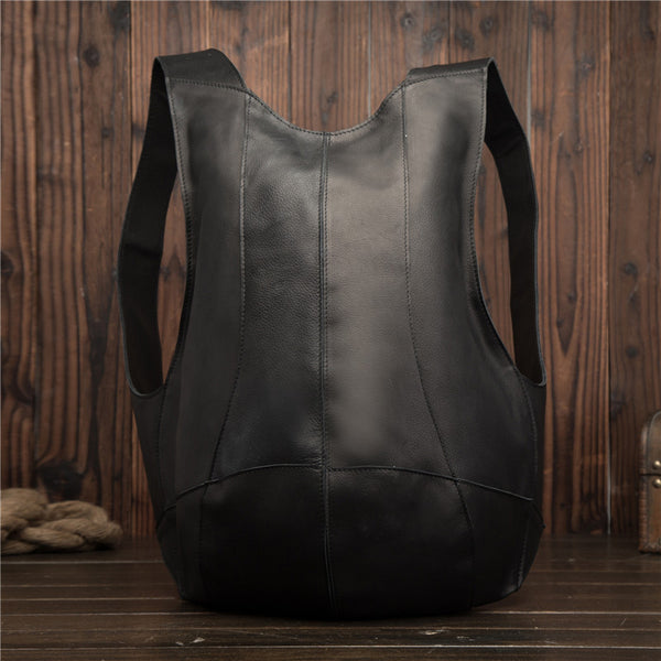Mochila de Cuero Crazy Horse Retro para Hombre - Estilo Universitario Marrón Oscuro
