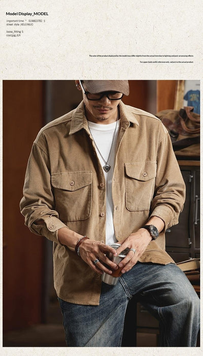 Chaqueta de Trabajo Pesada Estilo Retro Americano para Hombre - Image 14