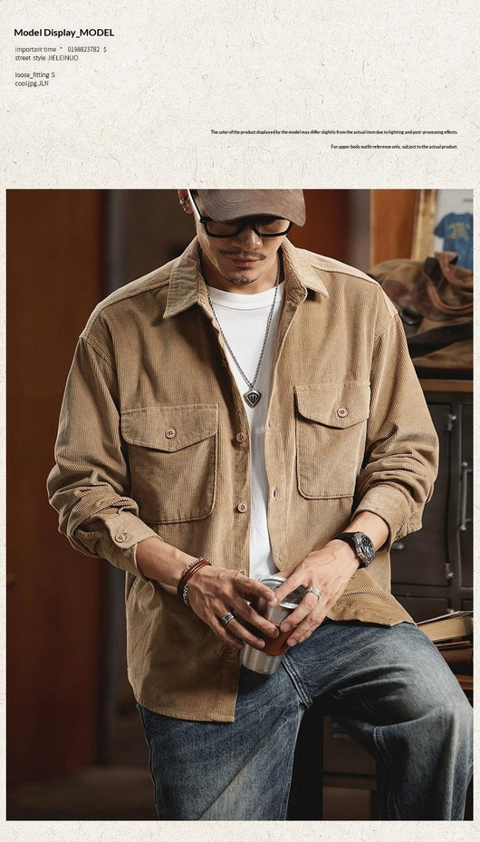 Chaqueta de Trabajo Pesada Estilo Retro Americano para Hombre - Image 14