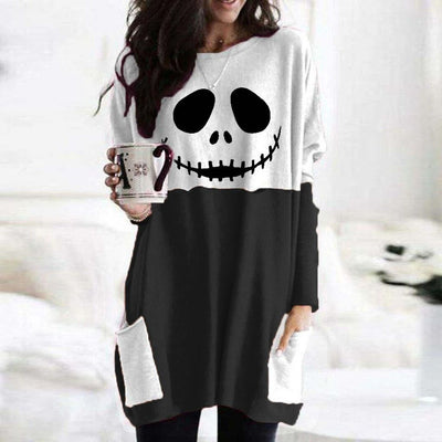 Blusa Larga Estampada para Halloween con Fantasma y Calabaza - Image 2