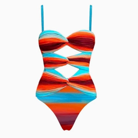 Traje de Baño Enterizo Reductor con Contraste de Colores - Image 13