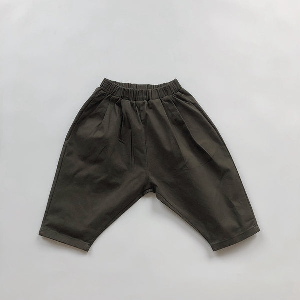 Pantalones Casuales Infantiles de Color Sólido con Cintura Elástica Estilo Literario - Image 6