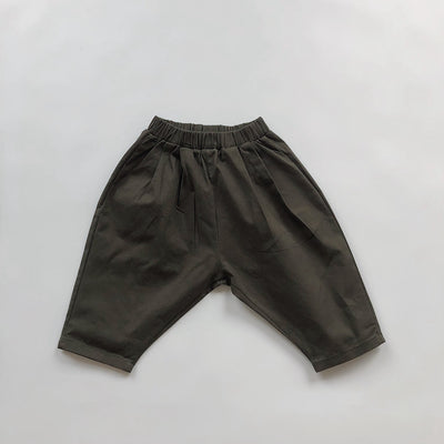Pantalones Casuales Infantiles de Color Sólido con Cintura Elástica Estilo Literario - Image 6