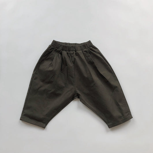 Pantalones Casuales Infantiles de Color Sólido con Cintura Elástica Estilo Literario - Image 6