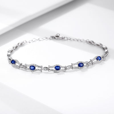 Pulsera de Zafiro Natural Mujer Plata S925 - Joyería de Diseño Premium Original - Image 2