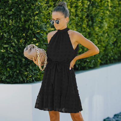 Vestido Halter de Chifón con Escotes Jacquard - Image 22