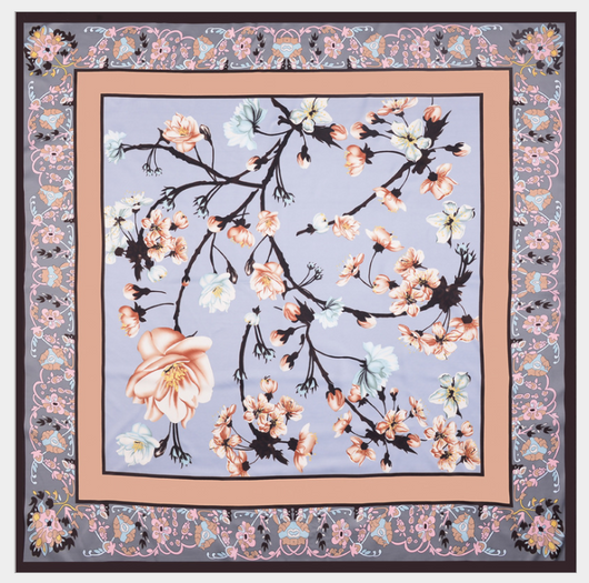 Pañuelo de Seda Twill Estampado Flores y Aves Jungle 130cm Protección Solar - Image 41