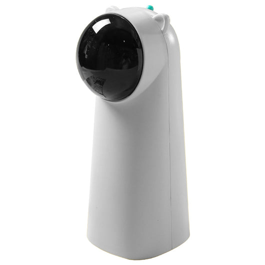 White automatic laser cat toy with a black dome projector and small cat ear details on top, featuring a green button. - Image 3