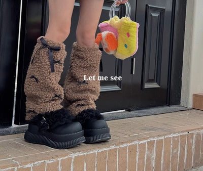 Calcetines Gruesos de Lana de Cordero con Moño hasta la Pantorrilla - Image 7