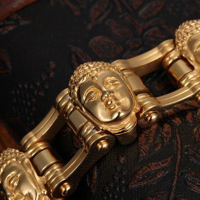 Pulsera Cadena de Bicicleta Titanio Dorado Buda para Hombre - Image 5