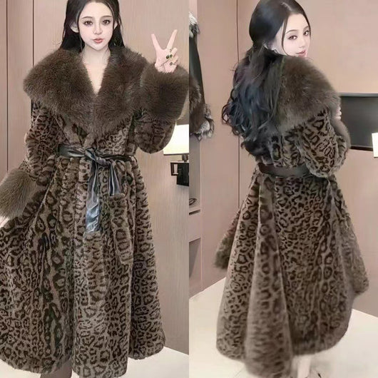 Abrigo Suelto de Terciopelo Dorado con Estampado de Leopardo - Image 8