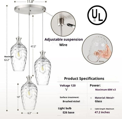 Lámpara Colgante de Cristal para Isla de Cocina - Diseño Moderno Restaurante - Image 8