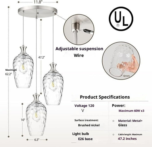 Lámpara Colgante de Cristal para Isla de Cocina - Diseño Moderno Restaurante - Image 8
