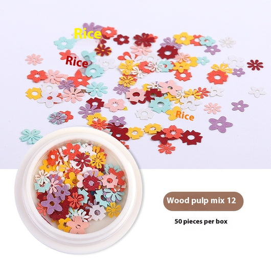 Stickers de Uñas con Flores de Pulpa de Madera - Accesorios DIY para Nail Art - Image 17