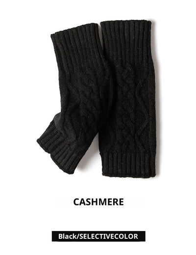 Guantes sin Dedos de Cachemira Tejida en Colores Sólidos - Image 13