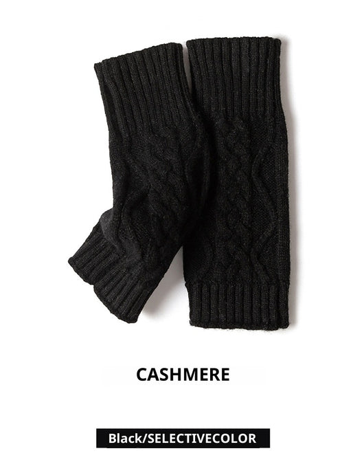 Guantes sin Dedos de Cachemira Tejida en Colores Sólidos - Image 13