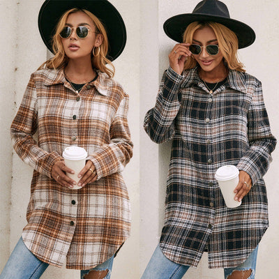 Chaqueta Camisa Cuadros Suelta y Cómoda en Felpa para Mujer - Image 7