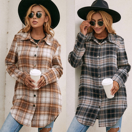 Chaqueta Camisa Cuadros Suelta y Cómoda en Felpa para Mujer - Image 7