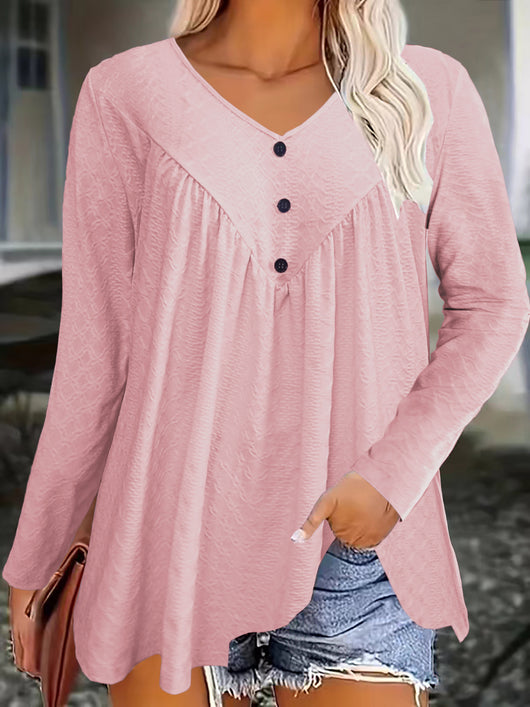 Blusa Casual de Manga Larga con Escote en V para Mujer - Image 6