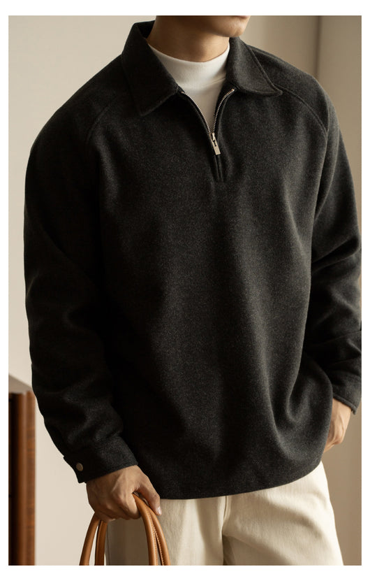 Suéter con Cierre Medio y Cuello Solapa para Hombre - Primavera Otoño - Image 21