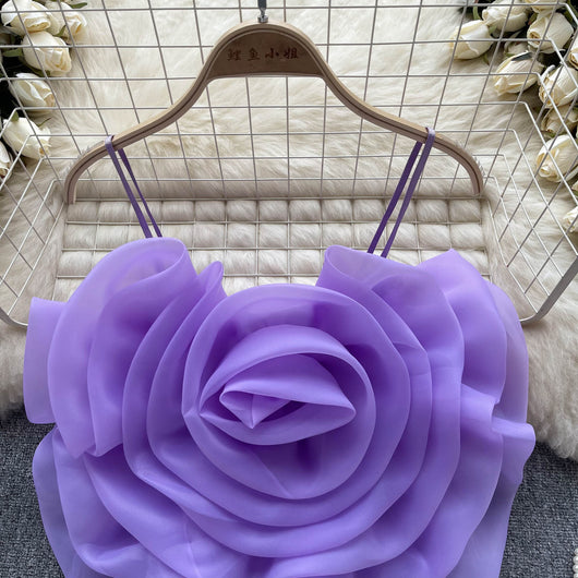 Blusa Vacacional para Mujer con Flores Tridimensionales en Organza - Image 23