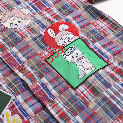 Camisa Cuadros Suelta Manga Corta para Hombre - Image 5