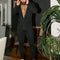Jumpsuit Negro con Capucha y Botones Frontales