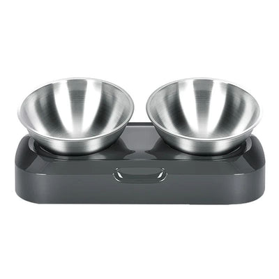 Comedero Doble de Acero Inoxidable para Perros y Gatos con Soporte