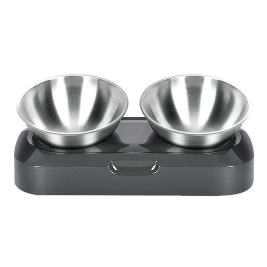 Comedero Doble de Acero Inoxidable para Perros y Gatos con Soporte