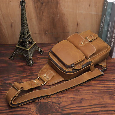 Bolso Bandolera Unisex de Cuero Genuino Crazy Horse Hecho a Mano - Image 6
