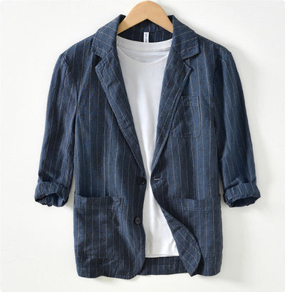 Traje Suelto de Ramio a Rayas Vintage para Primavera y Otoño - Image 8