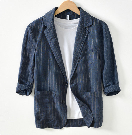 Traje Suelto de Ramio a Rayas Vintage para Primavera y Otoño - Image 8