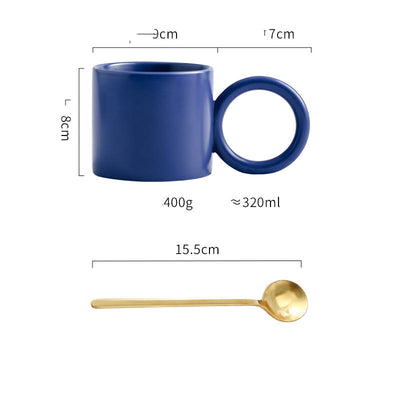 Taza de Cerámica con Asa Grande y Cuchara para Café, Oficina y Hogar - Image 18