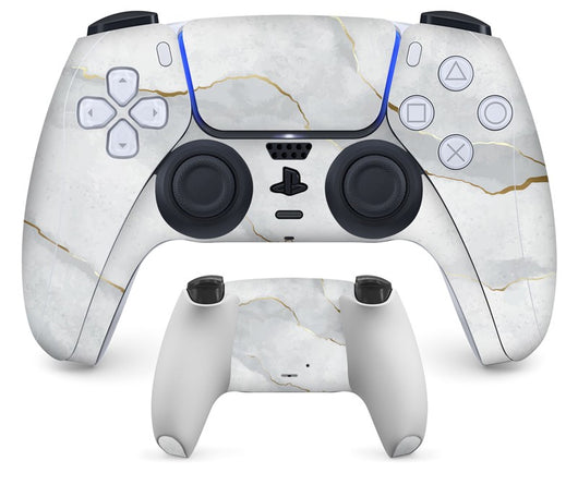PS5 controller with a pastel marble sticker, showing the front and back views for anti-scratch protection. - Image 5