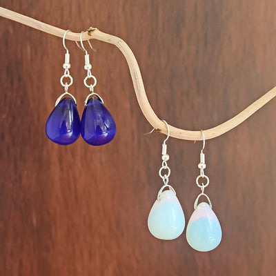 Aretes de Ópalo Natural Gota de Agua Estilo Europeo y Americano
