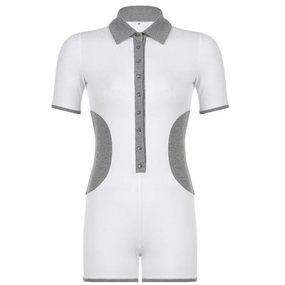 Jumpsuit Corto Casual con Solapas Contrastadas para Mujer - Image 14