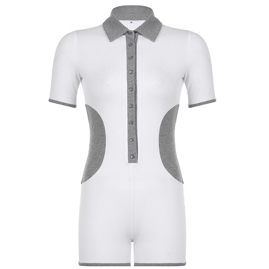 Jumpsuit Corto Casual con Solapas Contrastadas para Mujer - Image 14