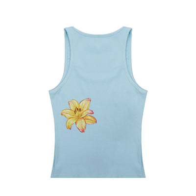 Camiseta Estampado Floral Estilo Americano Corte en I - Image 3