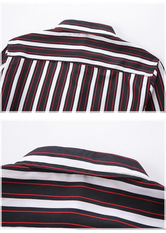 Camisa Manga Larga a Rayas Estilo Coreano para Hombres Jóvenes - Image 10