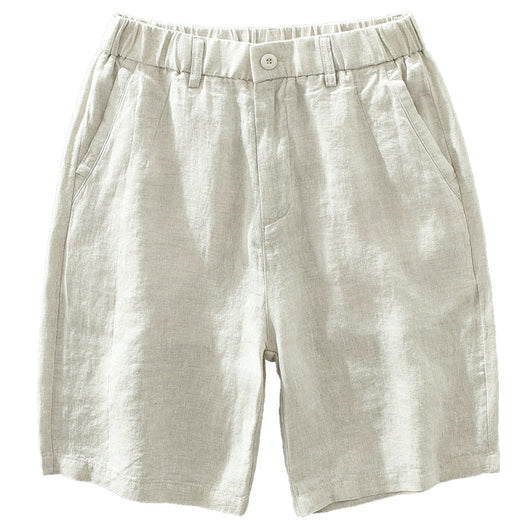 Shorts de Lino Hombre Cintura Elástica Transpirable Playa - Image 4