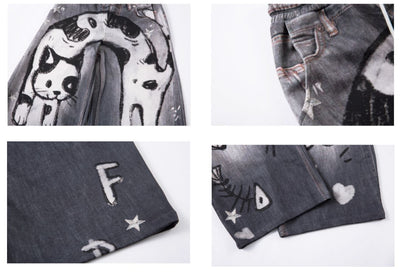 Pantalones de Chándal Gato Graffiti Estampados para Hombre y Mujer - Image 12