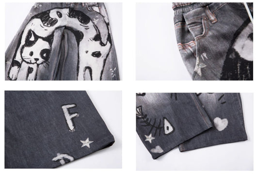 Pantalones de Chándal Gato Graffiti Estampados para Hombre y Mujer - Image 12